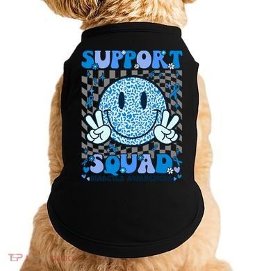 Support Squad Diabetes Awareness Blue Smile T1d Type 1 Doggie Tank