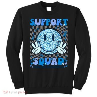 Support Squad Diabetes Awareness Blue Smile T1d Type 1 Sweatshirt