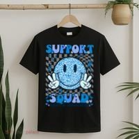 Support Squad Diabetes Awareness Blue Smile T1d Type 1 T-Shirt thumb 2