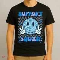 Support Squad Diabetes Awareness Blue Smile T1d Type 1 T-Shirt thumb 3