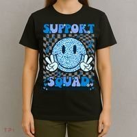 Support Squad Diabetes Awareness Blue Smile T1d Type 1 T-Shirt thumb 4