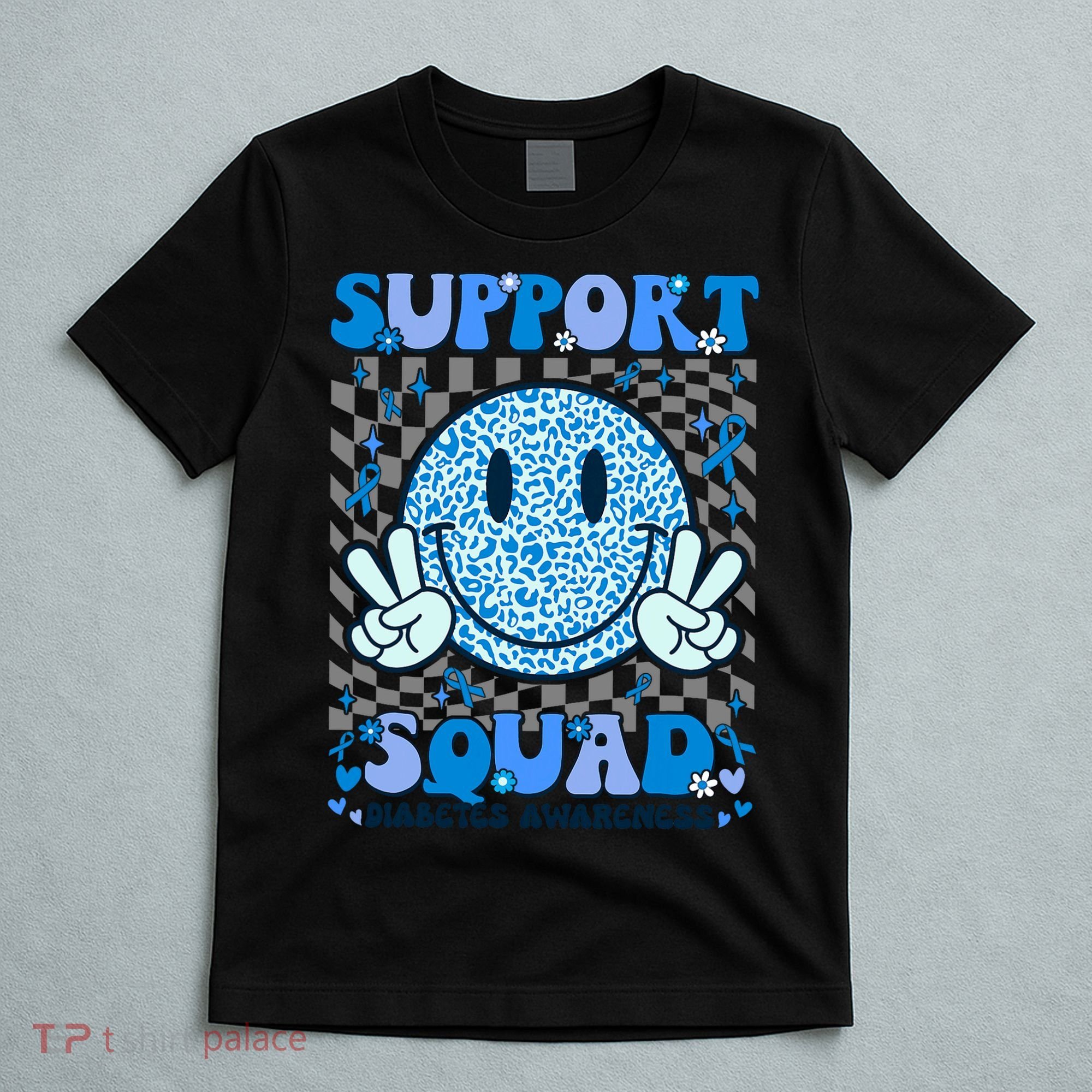 Support Squad Diabetes Awareness Blue Smile T1d Type 1 T-Shirt