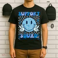 Support Squad Diabetes Awareness Blue Smile T1d Type 1 T-Shirt thumb 6