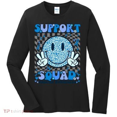 Support Squad Diabetes Awareness Blue Smile T1d Type 1 Women's Long Sleeve Shirt