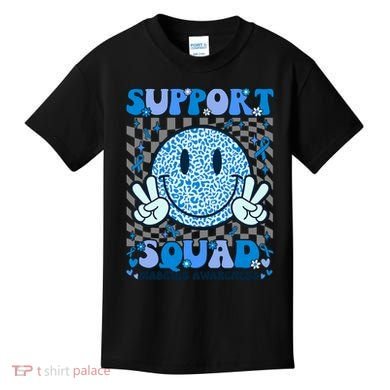 Support Squad Diabetes Awareness Blue Smile T1d Type 1 Kids T-Shirt