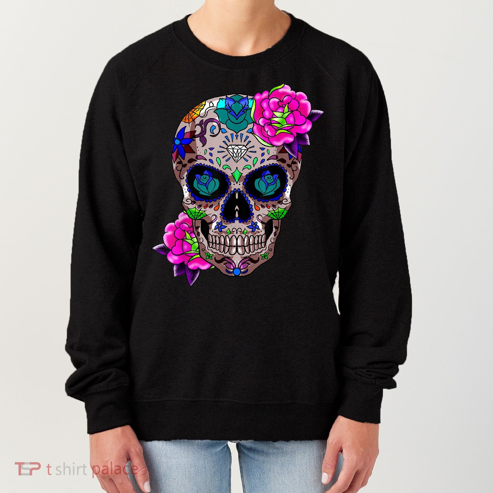 Sugar Skull Day Of The Dead Cool Bone Head Skulls Gift Idea Women's Sweatshirt