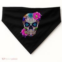 Sugar Skull Day Of The Dead Cool Bone Head Skulls Gift Idea USA-Made Doggie Bandana thumb 0