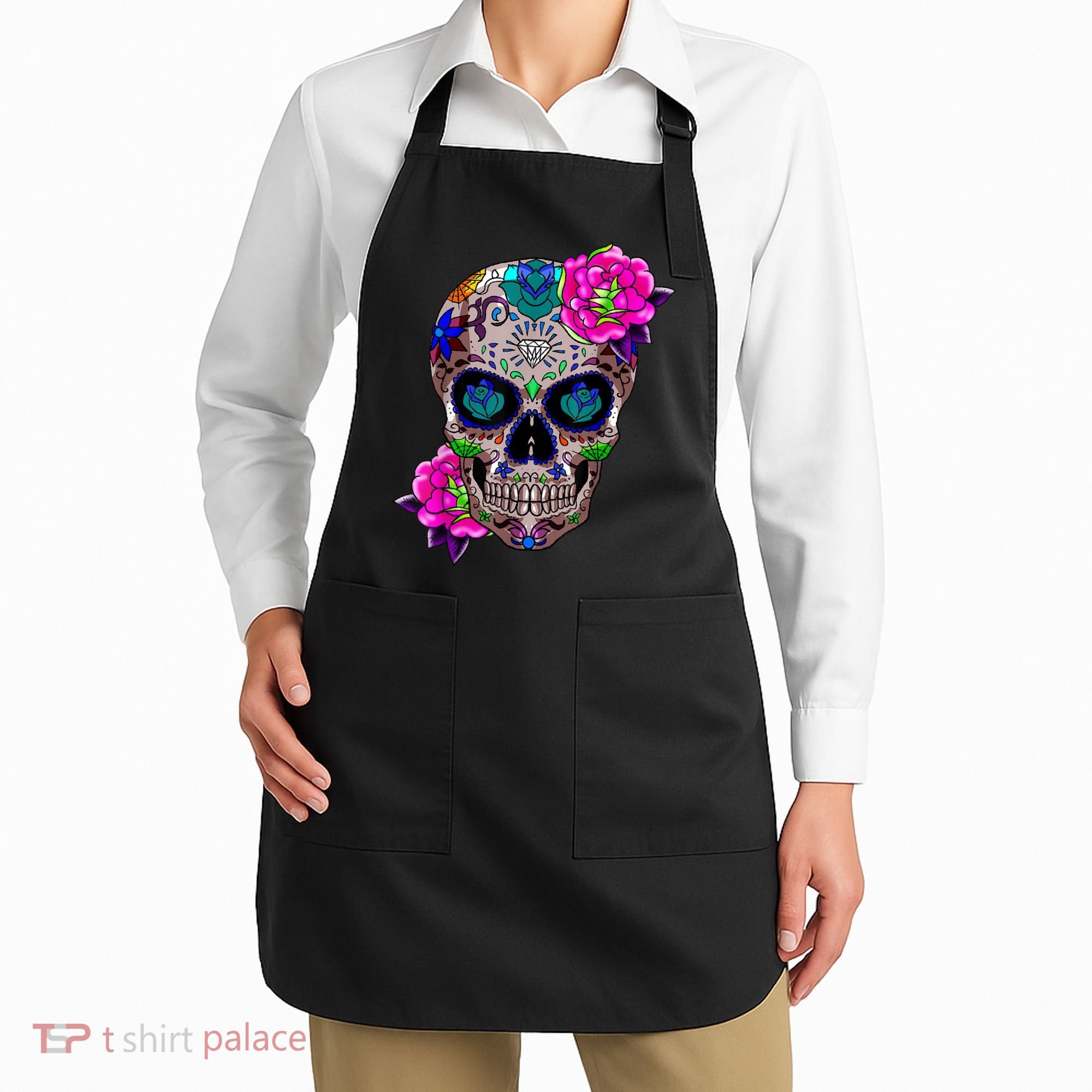 Sugar Skull Day Of The Dead Cool Bone Head Skulls Gift Idea Apron