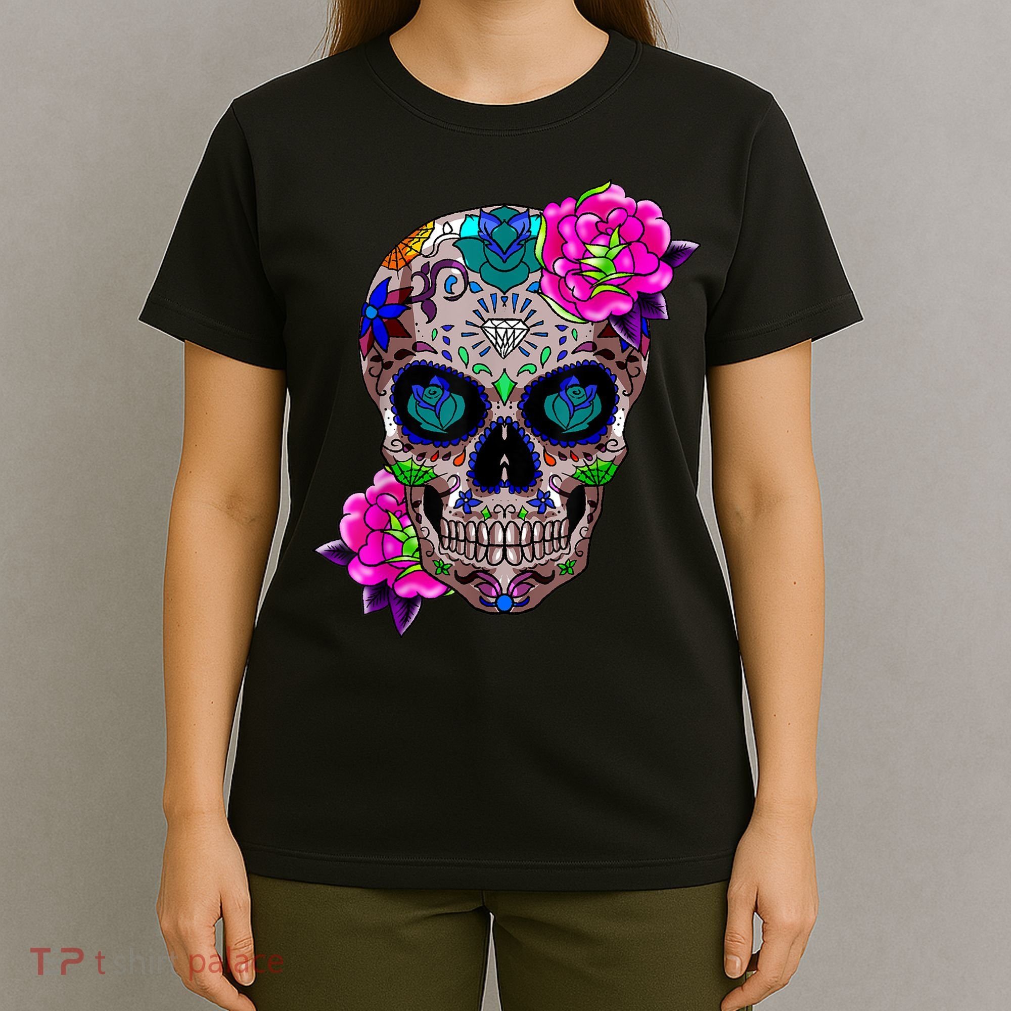 Sugar Skull Day Of The Dead Cool Bone Head Skulls Gift Idea T-Shirt