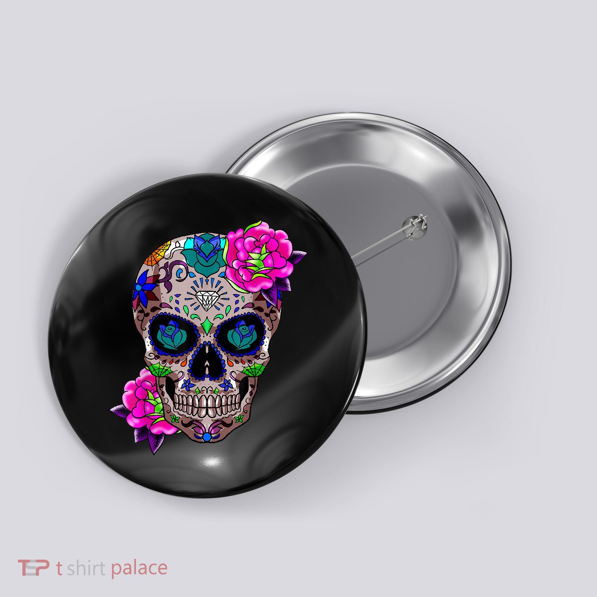 Sugar Skull Day Of The Dead Cool Bone Head Skulls Gift Idea Button