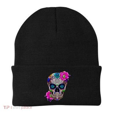 Sugar Skull Day Of The Dead Cool Bone Head Skulls Gift Idea Beanie