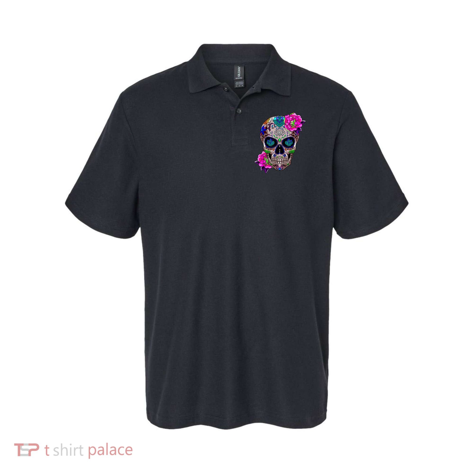 Sugar Skull Day Of The Dead Cool Bone Head Skulls Gift Idea Polo