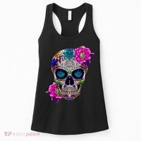 Sugar Skull Day Of The Dead Cool Bone Head Skulls Gift Idea Women's Tank Top thumb 0
