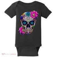 Sugar Skull Day Of The Dead Cool Bone Head Skulls Gift Idea Baby Bodysuit thumb 0