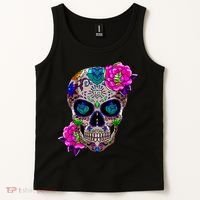 Sugar Skull Day Of The Dead Cool Bone Head Skulls Gift Idea Tank Top thumb 2