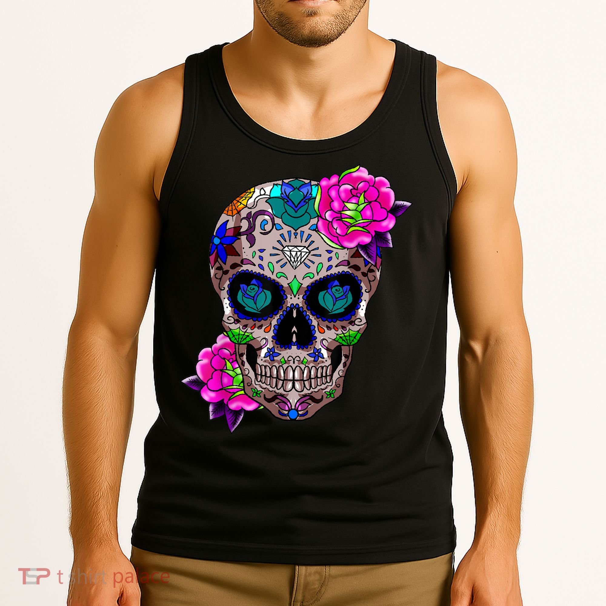 Sugar Skull Day Of The Dead Cool Bone Head Skulls Gift Idea Tank Top