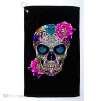 Sugar Skull Day Of The Dead Cool Bone Head Skulls Gift Idea Golf Towel thumb 0