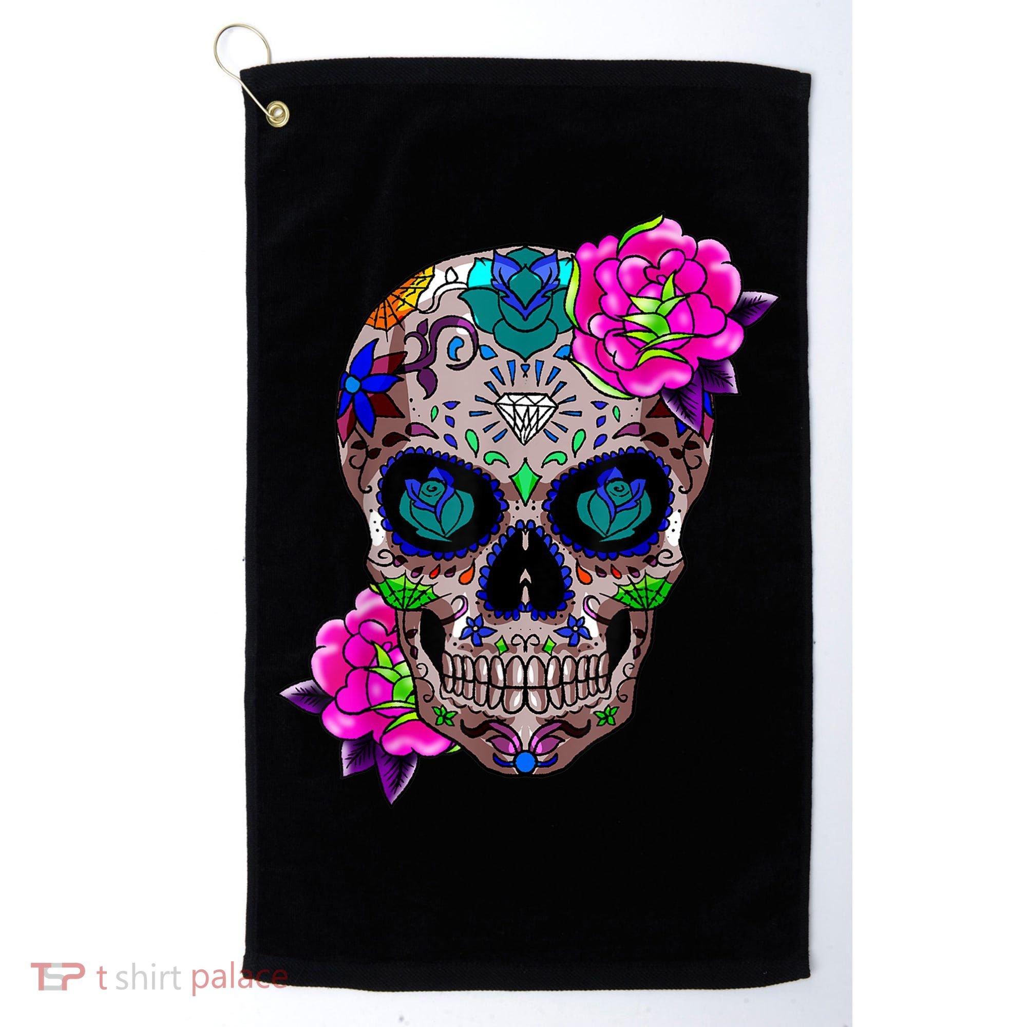 Sugar Skull Day Of The Dead Cool Bone Head Skulls Gift Idea Golf Towel