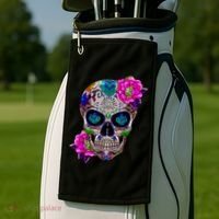 Sugar Skull Day Of The Dead Cool Bone Head Skulls Gift Idea Golf Towel thumb 2