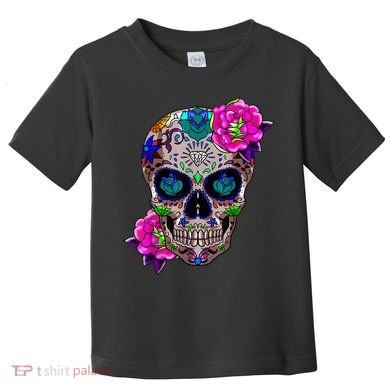 Sugar Skull Day Of The Dead Cool Bone Head Skulls Gift Idea Toddler T-Shirt