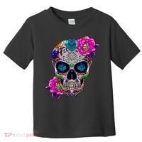 Sugar Skull Day Of The Dead Cool Bone Head Skulls Gift Idea Toddler T-Shirt thumb 0