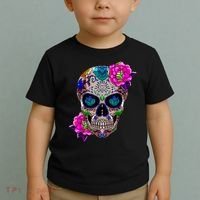 Sugar Skull Day Of The Dead Cool Bone Head Skulls Gift Idea Toddler T-Shirt thumb 2