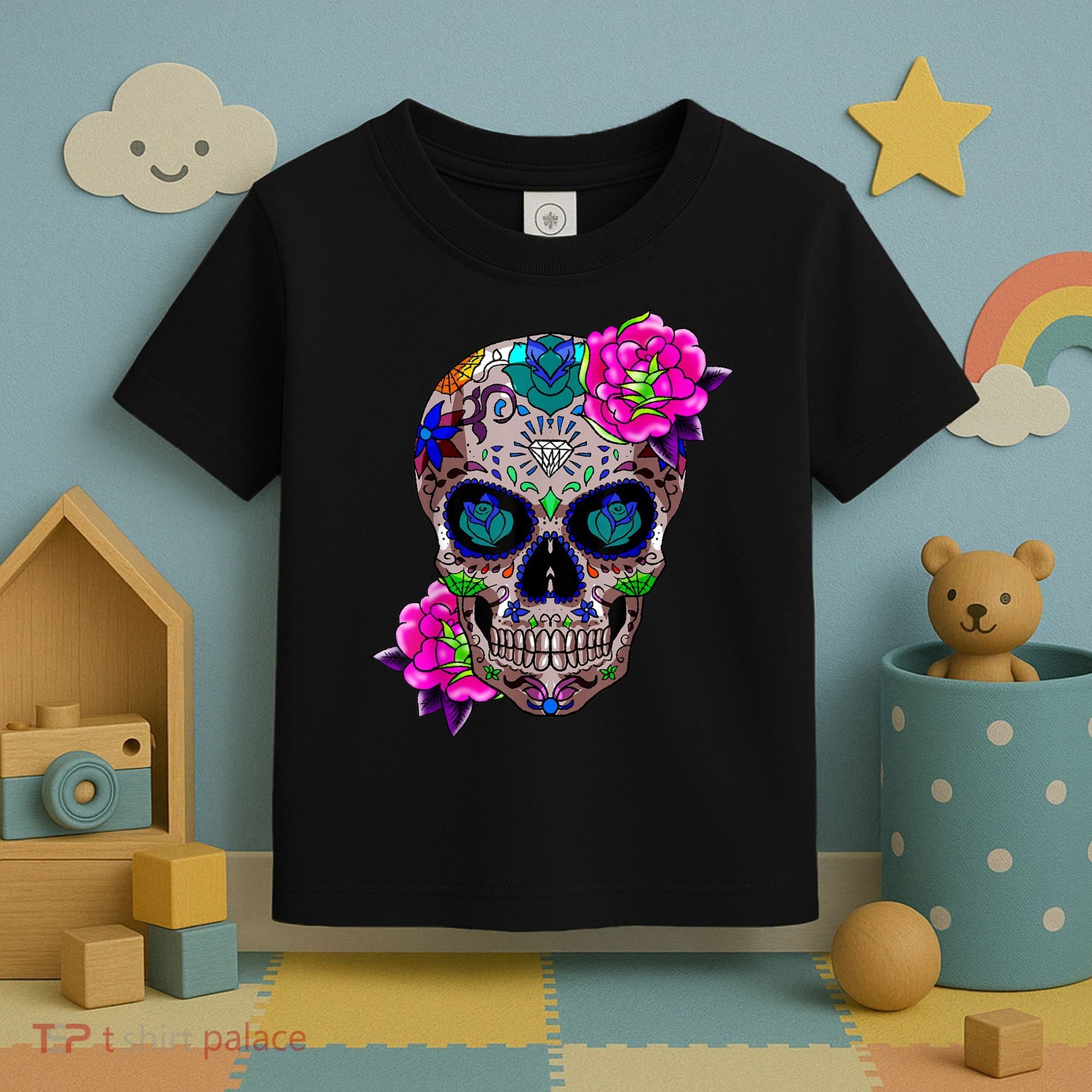 Sugar Skull Day Of The Dead Cool Bone Head Skulls Gift Idea Toddler T-Shirt