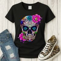 Sugar Skull Day Of The Dead Cool Bone Head Skulls Gift Idea Women's T-Shirt thumb 3