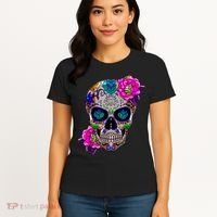 Sugar Skull Day Of The Dead Cool Bone Head Skulls Gift Idea Women's T-Shirt thumb 4