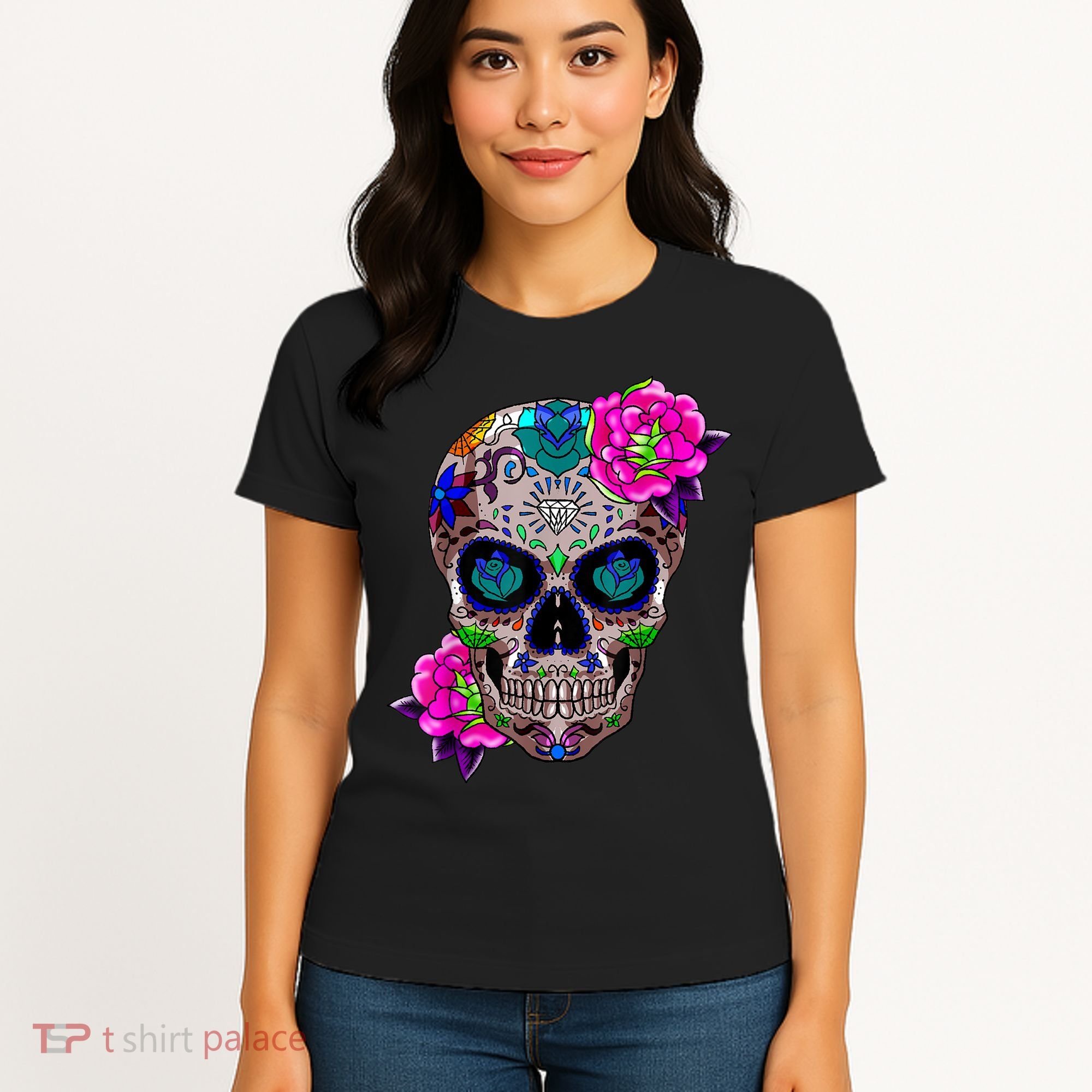 Sugar Skull Day Of The Dead Cool Bone Head Skulls Gift Idea Women's T-Shirt