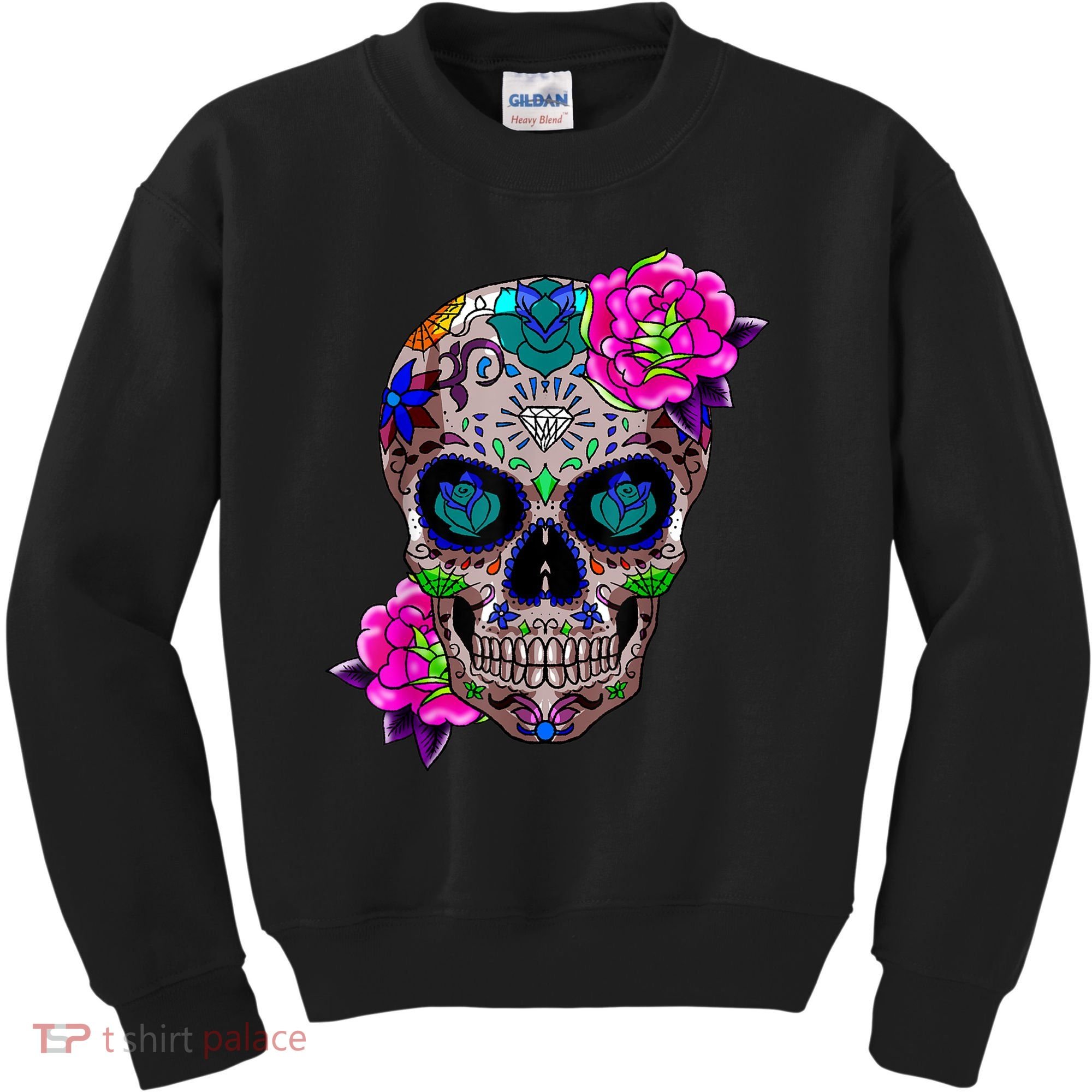 Sugar Skull Day Of The Dead Cool Bone Head Skulls Gift Idea Kids Sweatshirt