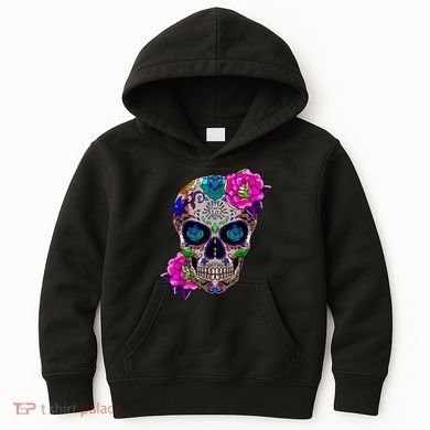 Sugar Skull Day Of The Dead Cool Bone Head Skulls Gift Idea Kids Hoodie