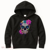 Sugar Skull Day Of The Dead Cool Bone Head Skulls Gift Idea Kids Hoodie thumb 0