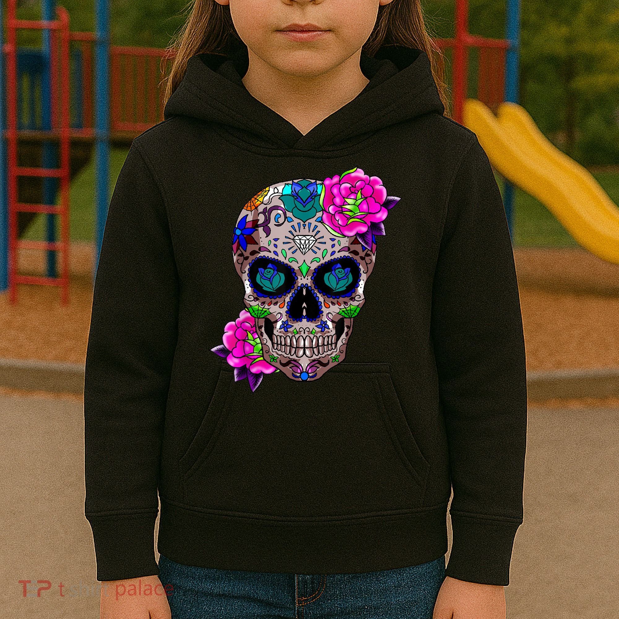 Sugar Skull Day Of The Dead Cool Bone Head Skulls Gift Idea Kids Hoodie