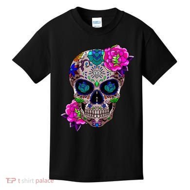 Sugar Skull Day Of The Dead Cool Bone Head Skulls Gift Idea Kids T-Shirt