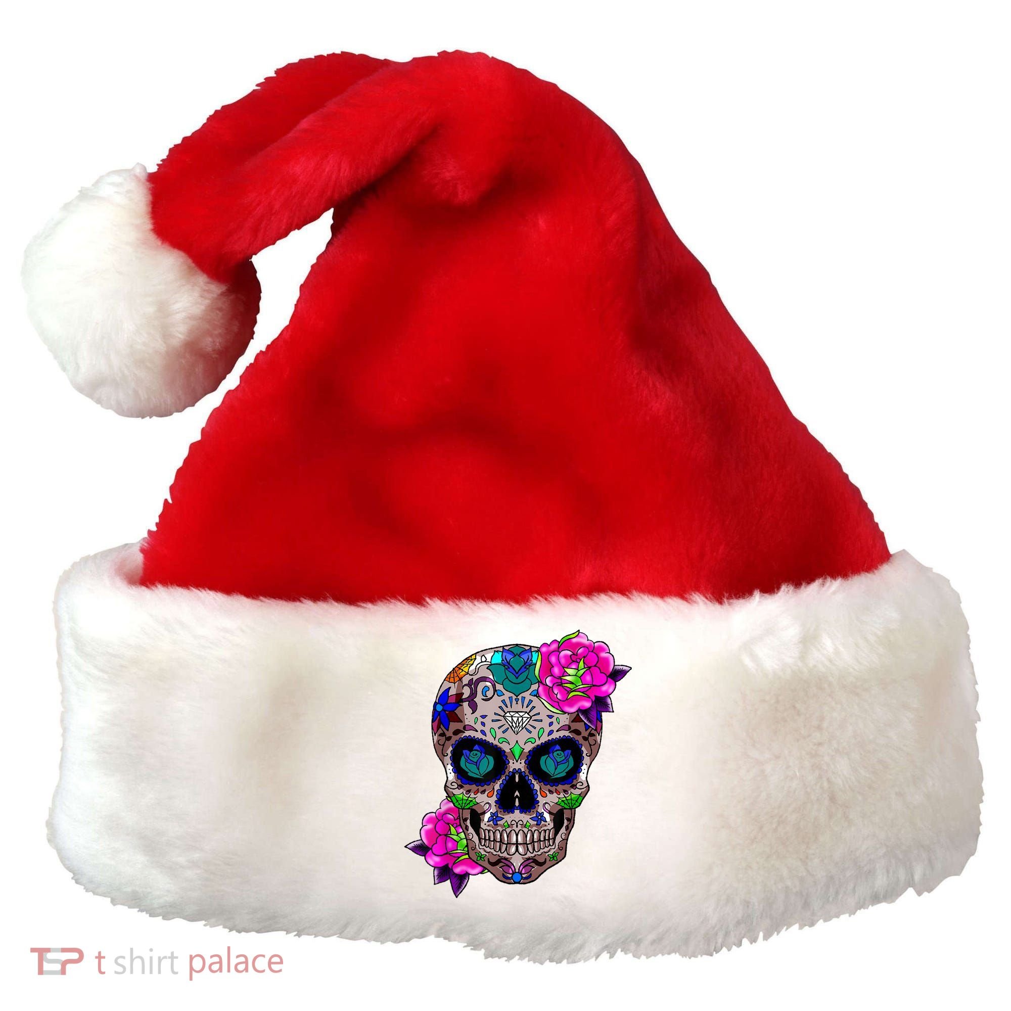 Sugar Skull Day Of The Dead Cool Bone Head Skulls Gift Idea Santa Hat