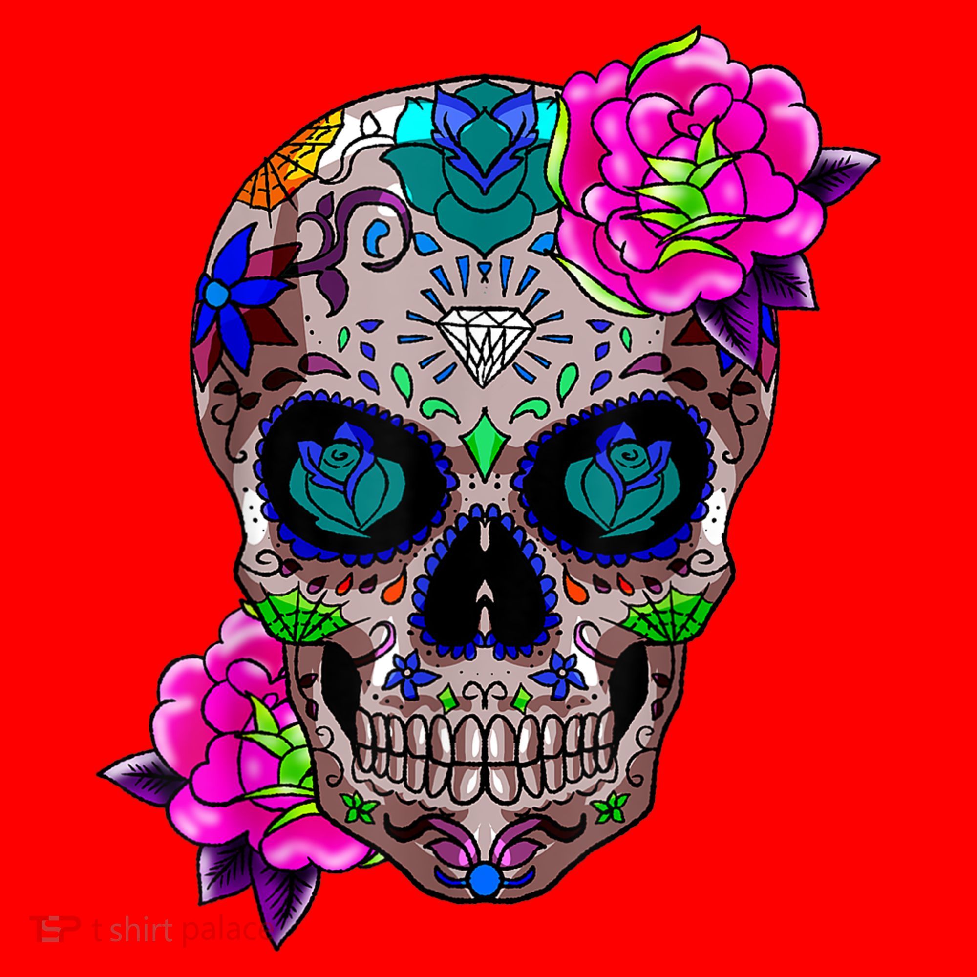 Sugar Skull Day Of The Dead Cool Bone Head Skulls Gift Idea Santa Hat