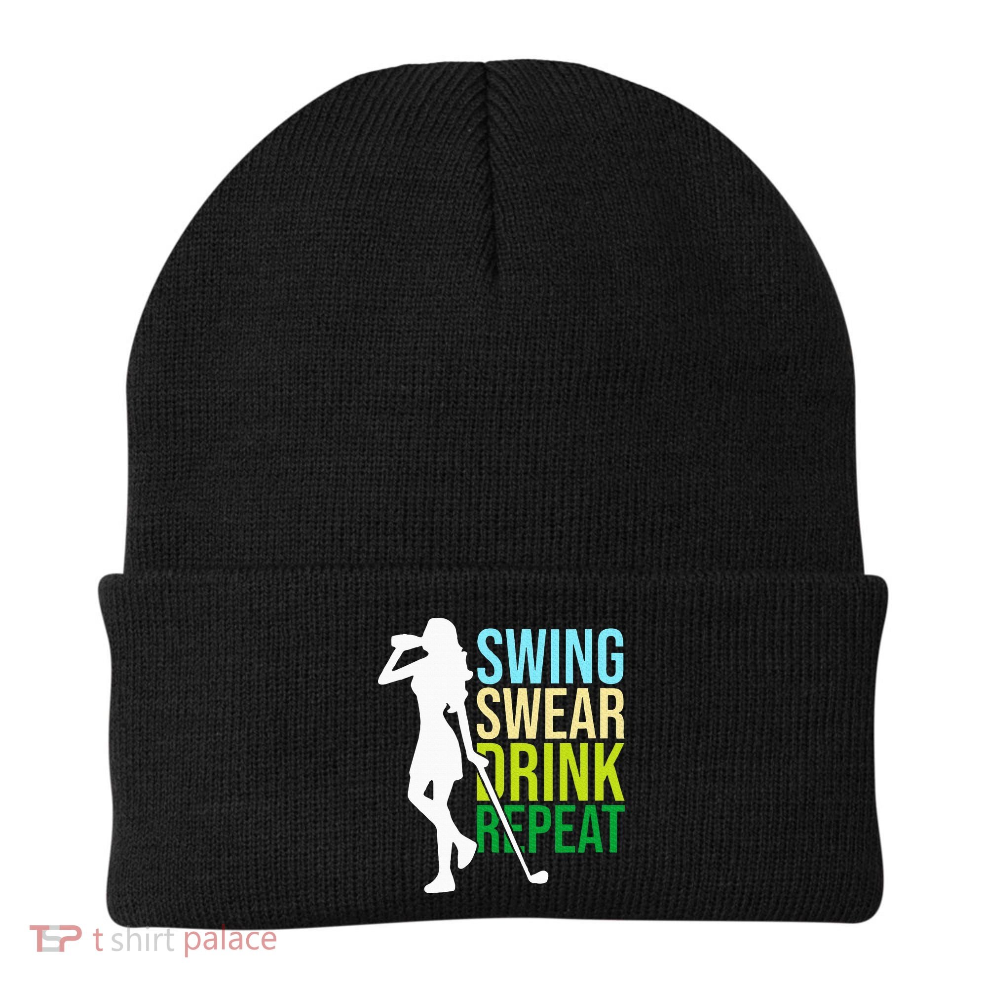 Swing Swear Drink Repeat Love Golf Beanie