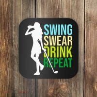 Swing Swear Drink Repeat Love Golf Coaster thumb 0