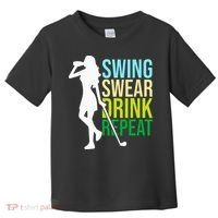 Swing Swear Drink Repeat Love Golf Toddler T-Shirt thumb 0