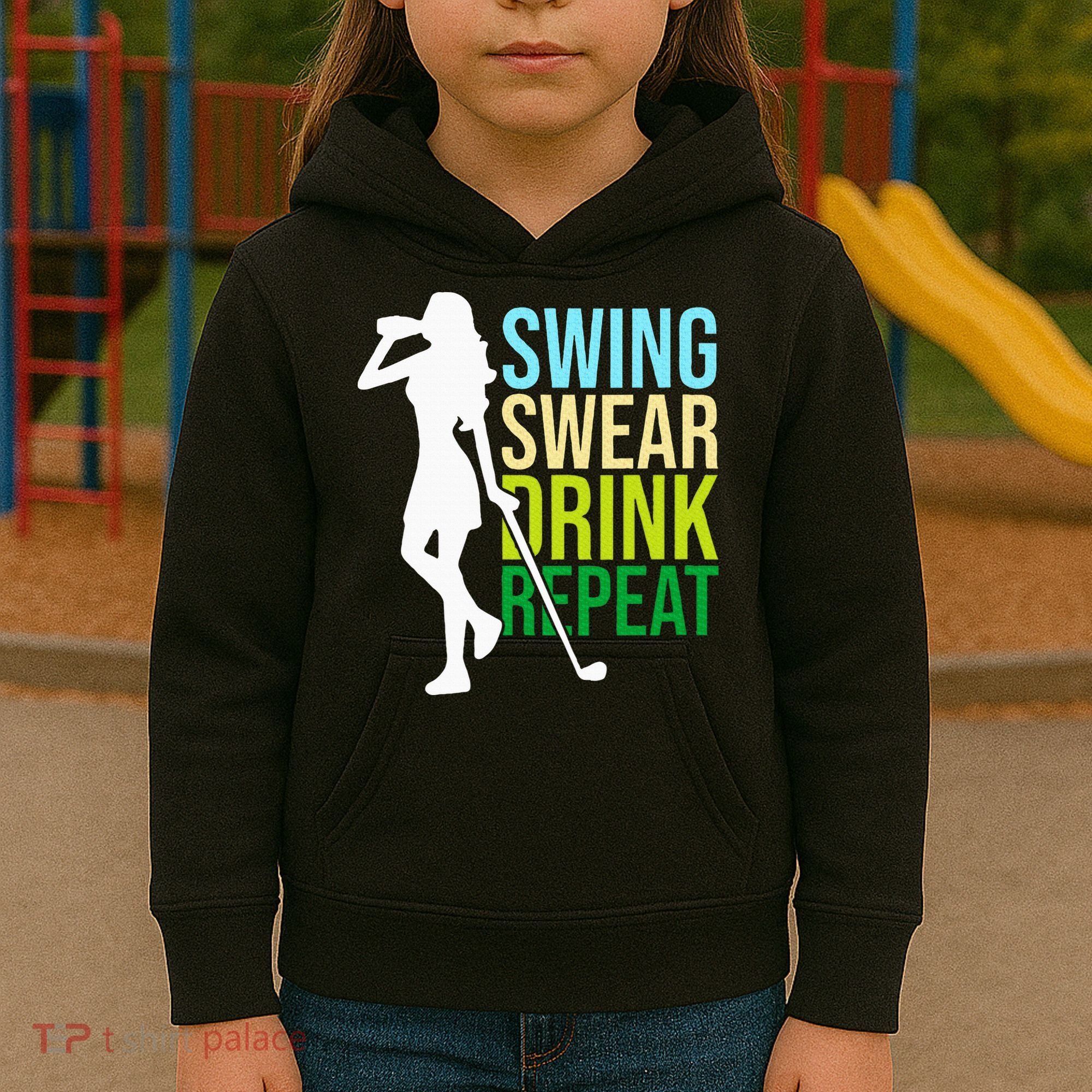 Swing Swear Drink Repeat Love Golf Kids Hoodie
