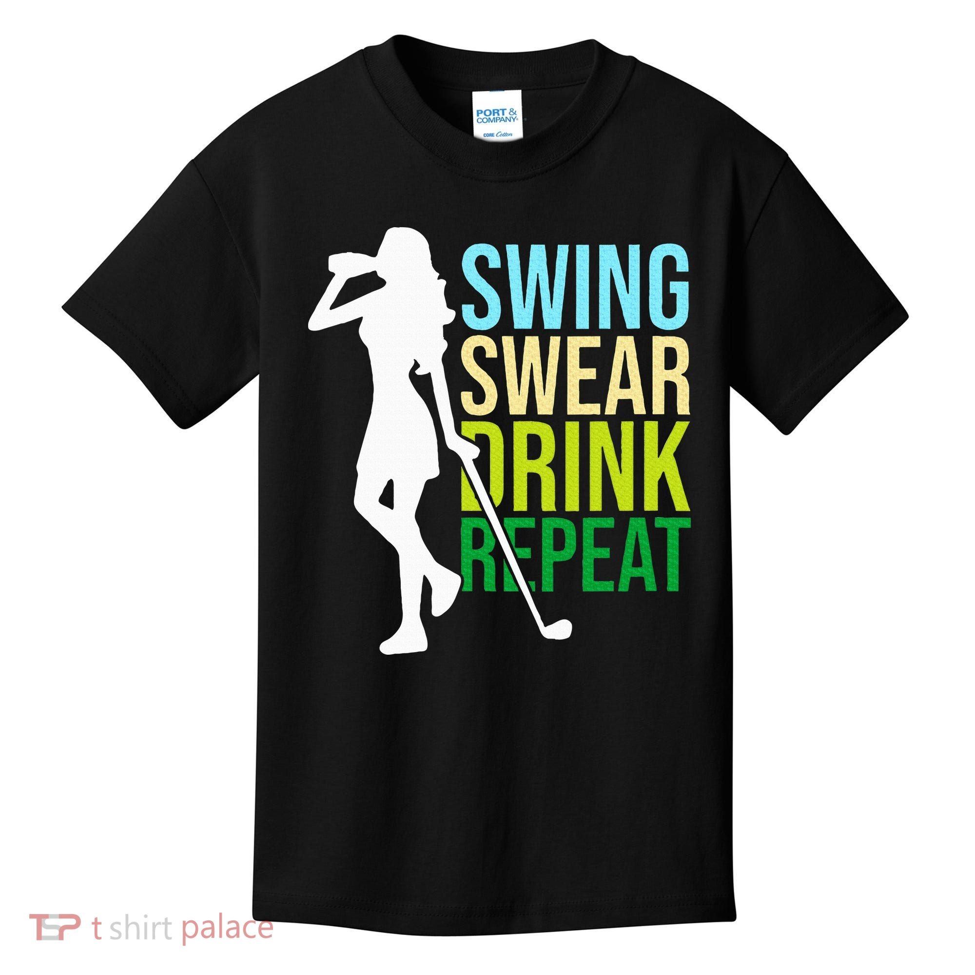 Swing Swear Drink Repeat Love Golf Kids T-Shirt