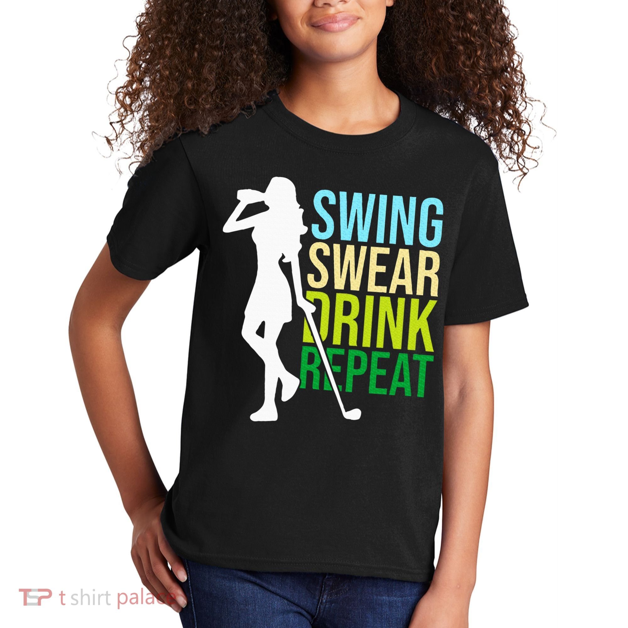 Swing Swear Drink Repeat Love Golf Kids T-Shirt