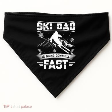 Skiing Ski Dad Is Going Downhill Fast Skiers Gift USA-Made Doggie Bandana