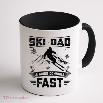 Skiing Ski Dad Is Going Downhill Fast Skiers Gift Coffee Mug back