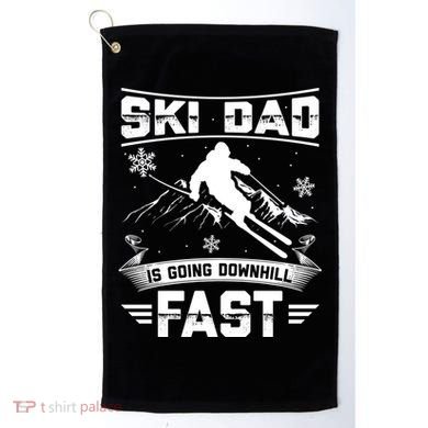 Skiing Ski Dad Is Going Downhill Fast Skiers Gift Golf Towel