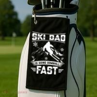 Skiing Ski Dad Is Going Downhill Fast Skiers Gift Golf Towel thumb 2