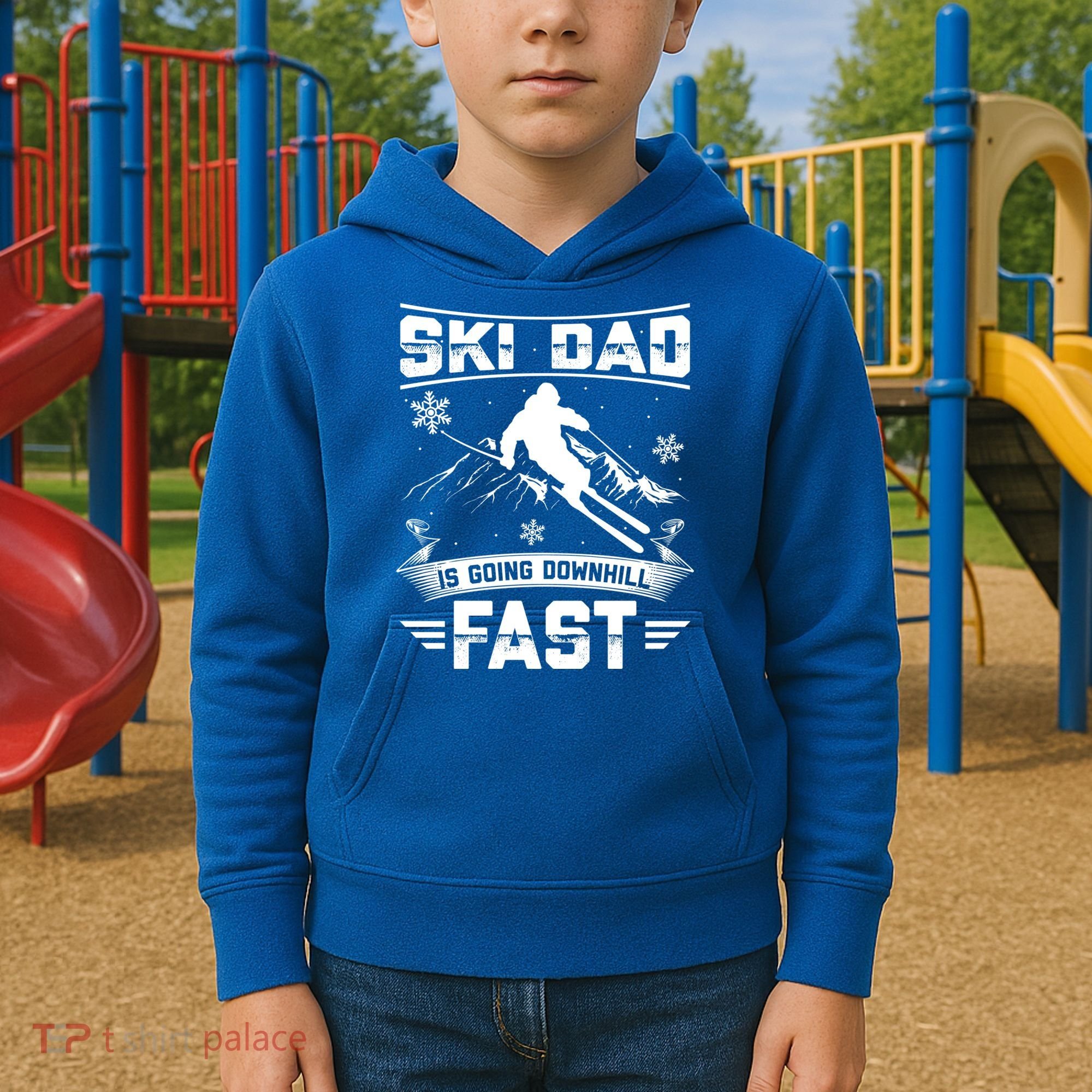 Skiing Ski Dad Is Going Downhill Fast Skiers Gift Kids Hoodie