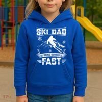 Skiing Ski Dad Is Going Downhill Fast Skiers Gift Kids Hoodie thumb 3