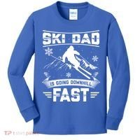 Skiing Ski Dad Is Going Downhill Fast Skiers Gift Kids Long Sleeve Shirt thumb 0